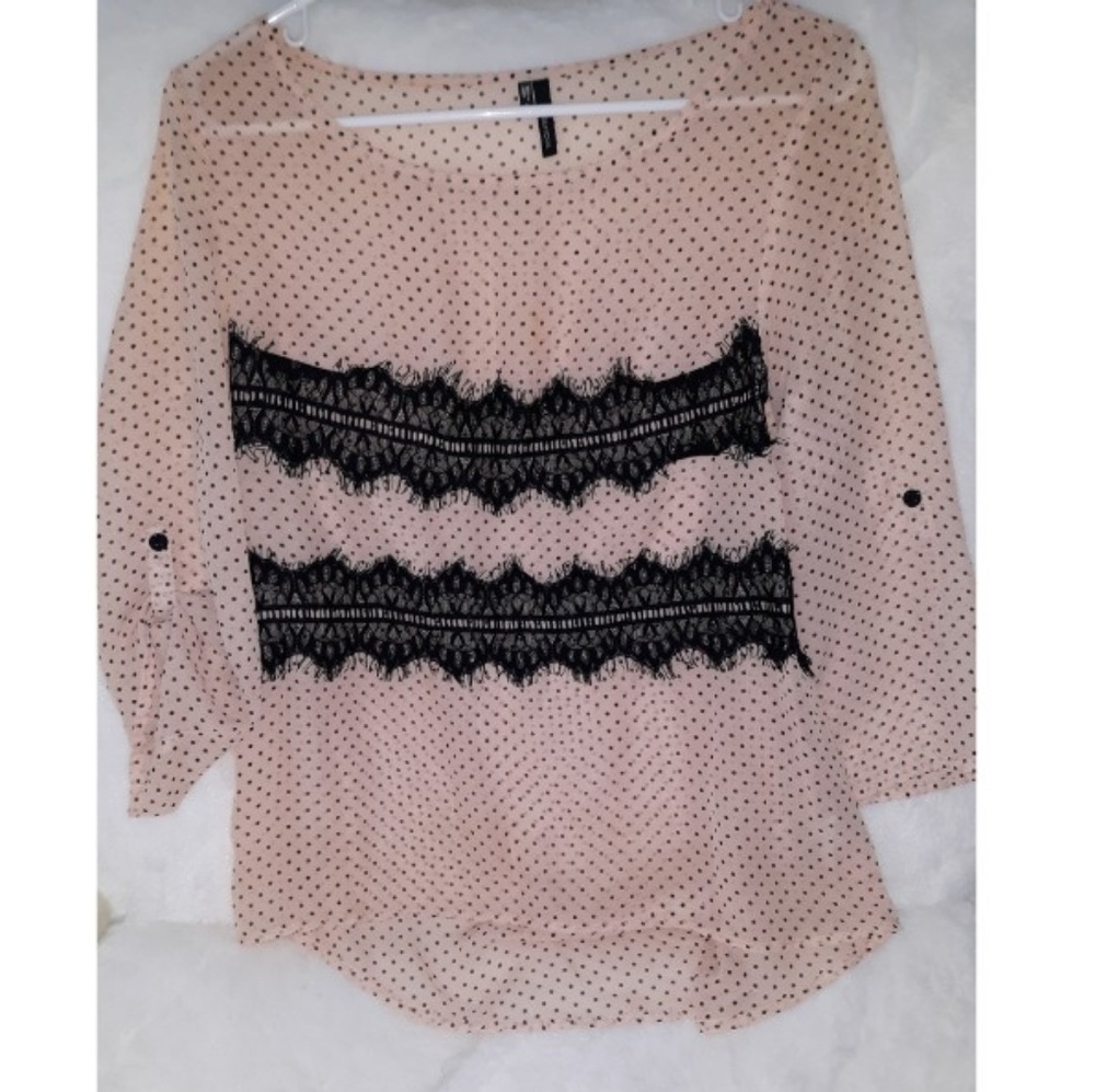 pink and black lace top